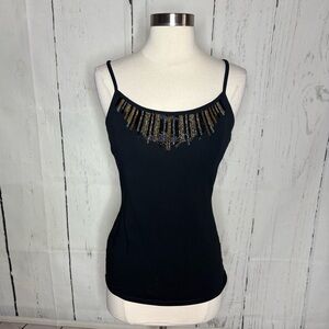 Chic Black Camisole with Beaded Accents